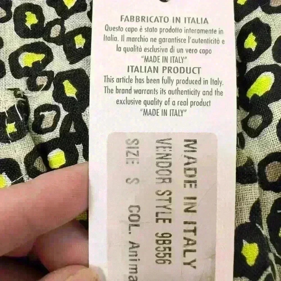 PLAZZA DEL TEMPIO Made in Italy 100% Linen Midi Dress Cheetah Print Sz S NWT - Picture 6 of 11
